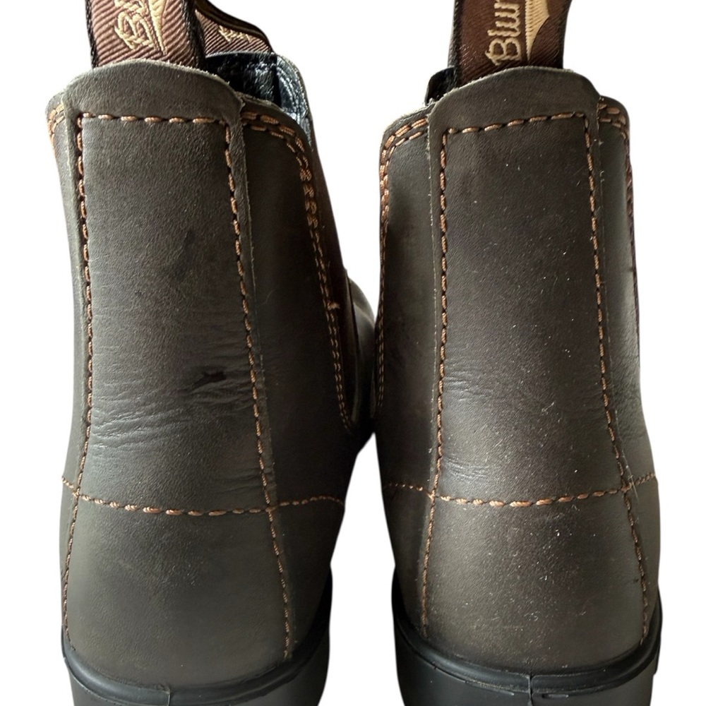 Blundstone Brown Leather Chelsea Boots with Maroon Elastic - Picture 6 of 6